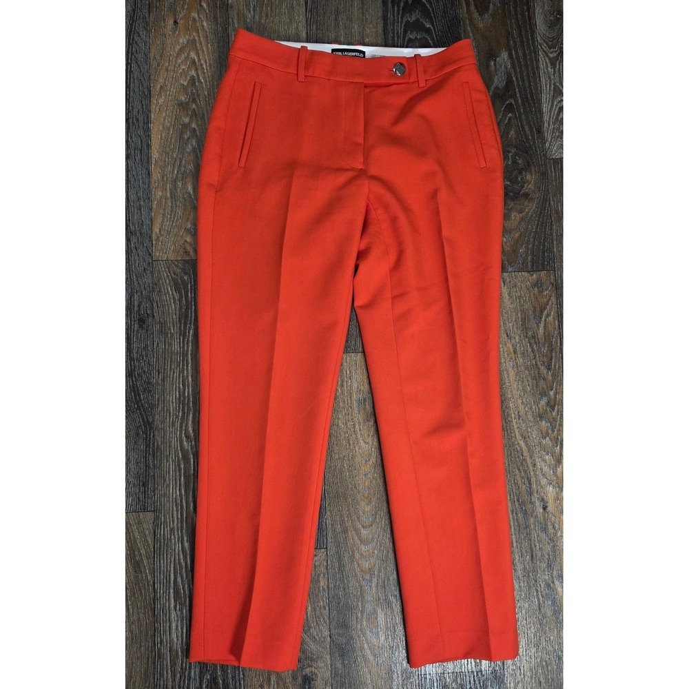 Karl Lagerfeld Paris Womens Size 4 Orange Straight Leg Dress Pants Trousers - Picture 1 of 5